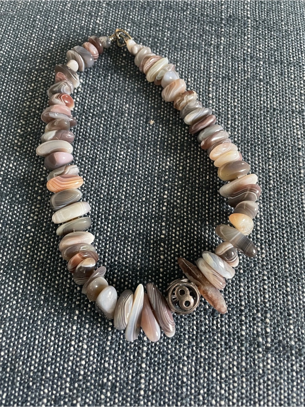 Natural Agate Chip Necklace in Brown and Cream - Unbranded